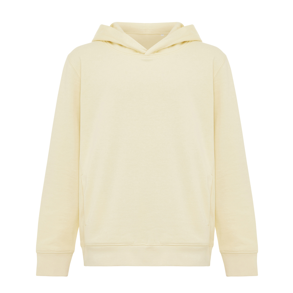 IQONIQ Yengo kids recycled katoen hoodie met steekzakken - cream yellow (± PMS 12-0717 TCX)