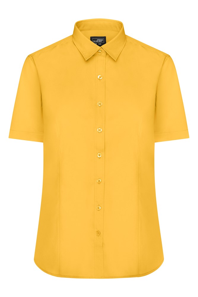 Ladies' Shirt Short-Sleeved Poplin - Geel (ca. Pantone 101C)