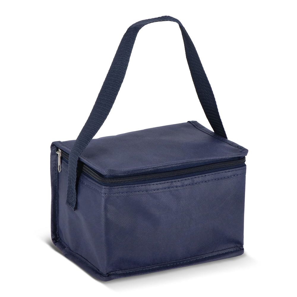 R-PET koeltas voor 6 blikjes, non-woven, 20 x 13 x 12,5 cm, 75 g/m² - Donkerblauw