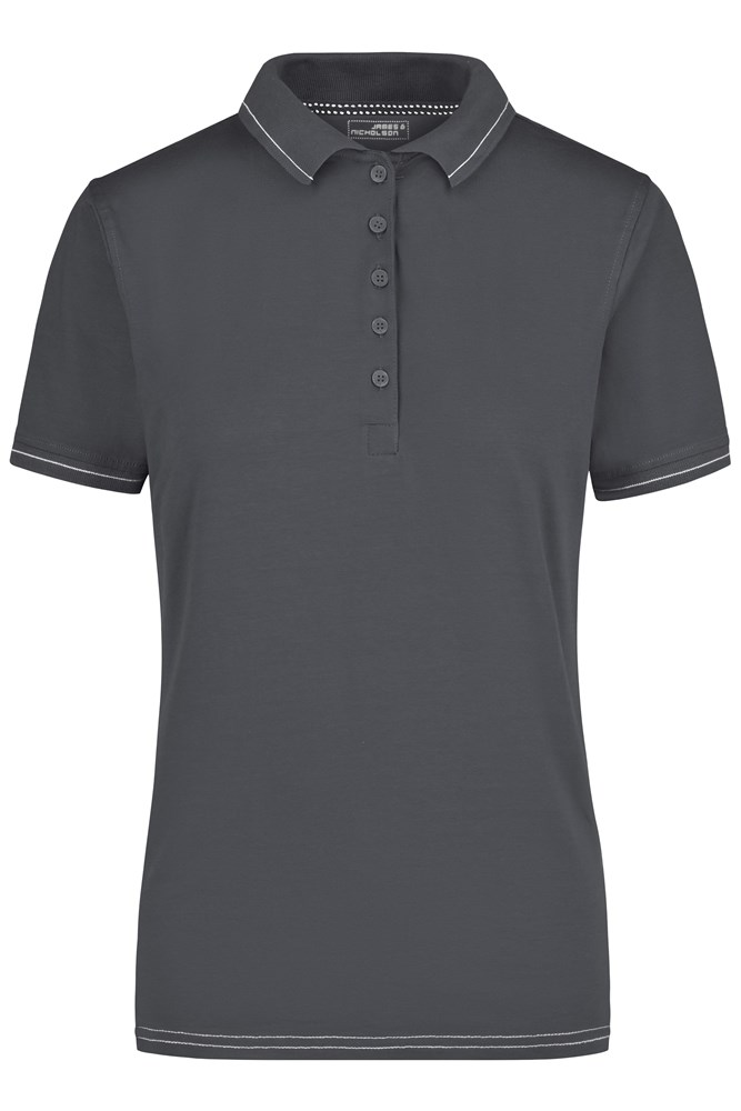 Ladies' Elastic Polo - Grafiet/wit (ca. Pantone 432c
white)