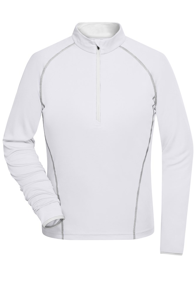 Ladies' Sports Shirt Long-Sleeved - Wit/zilver (ca. Pantone white
430C)