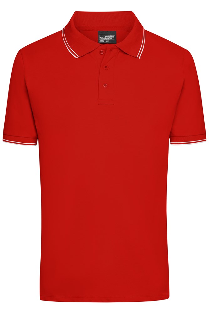 Men's Polo - Tomaat/wit (ca. Pantone 1795C
whiteC)