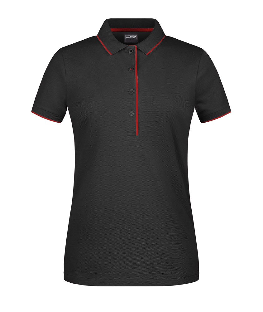 Ladies' Polo Stripe - Zwart/rood (ca. Pantone blackC
200C)