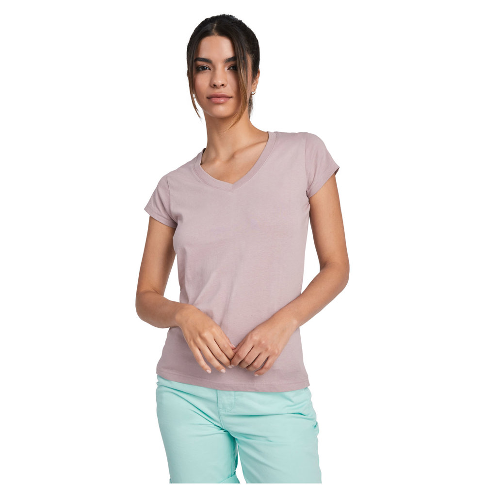 Victoria 155 g/m² damesshirt met V-hals en korte mouwen