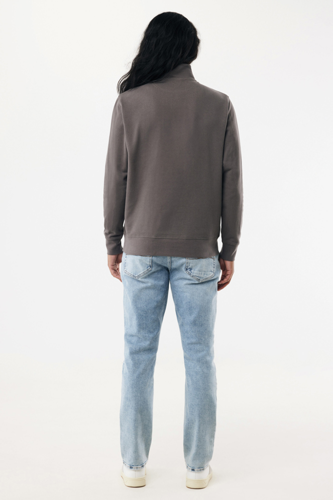 IQONIQ Elgon gerecycled katoen sweater met kwartritssluiting