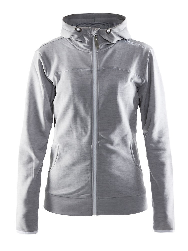 Craft - Leisure Full Zip Hood W - Grey Melange/White/Grey Melange