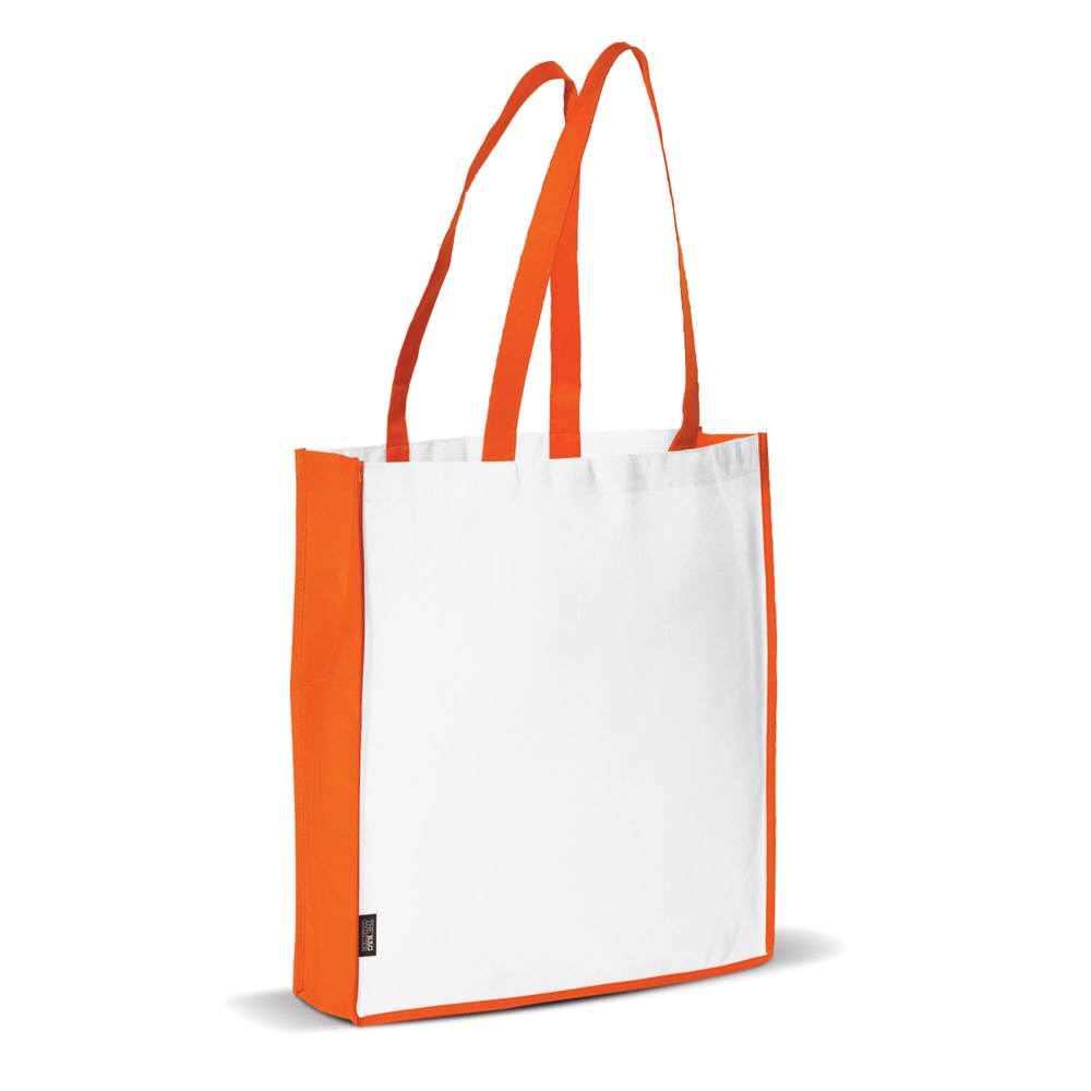 Schoudertas non-woven 75g/m² - Wit / Oranje