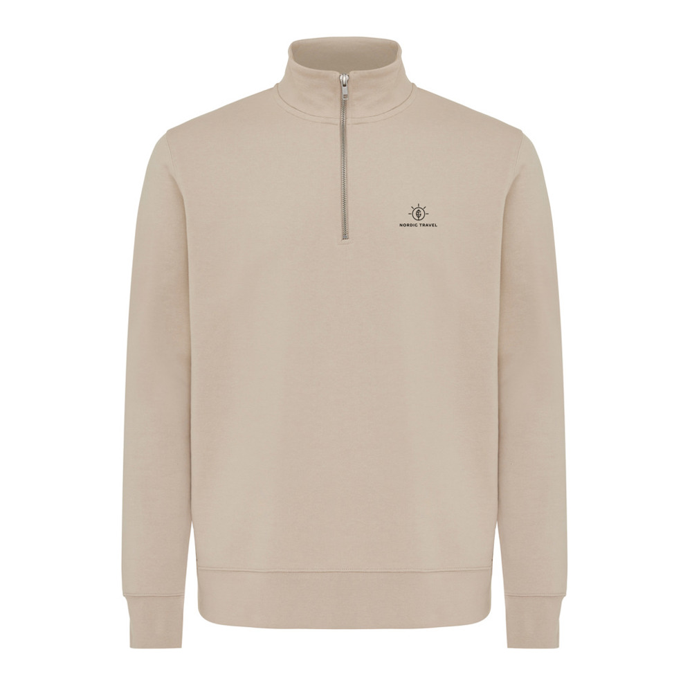 IQONIQ Elgon gerecycled katoen sweater met kwartritssluiting