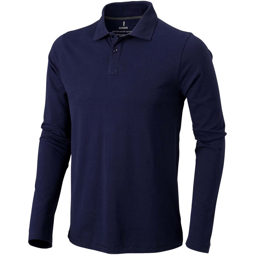 Oakville herenpolo met lange mouwen - Marineblauw