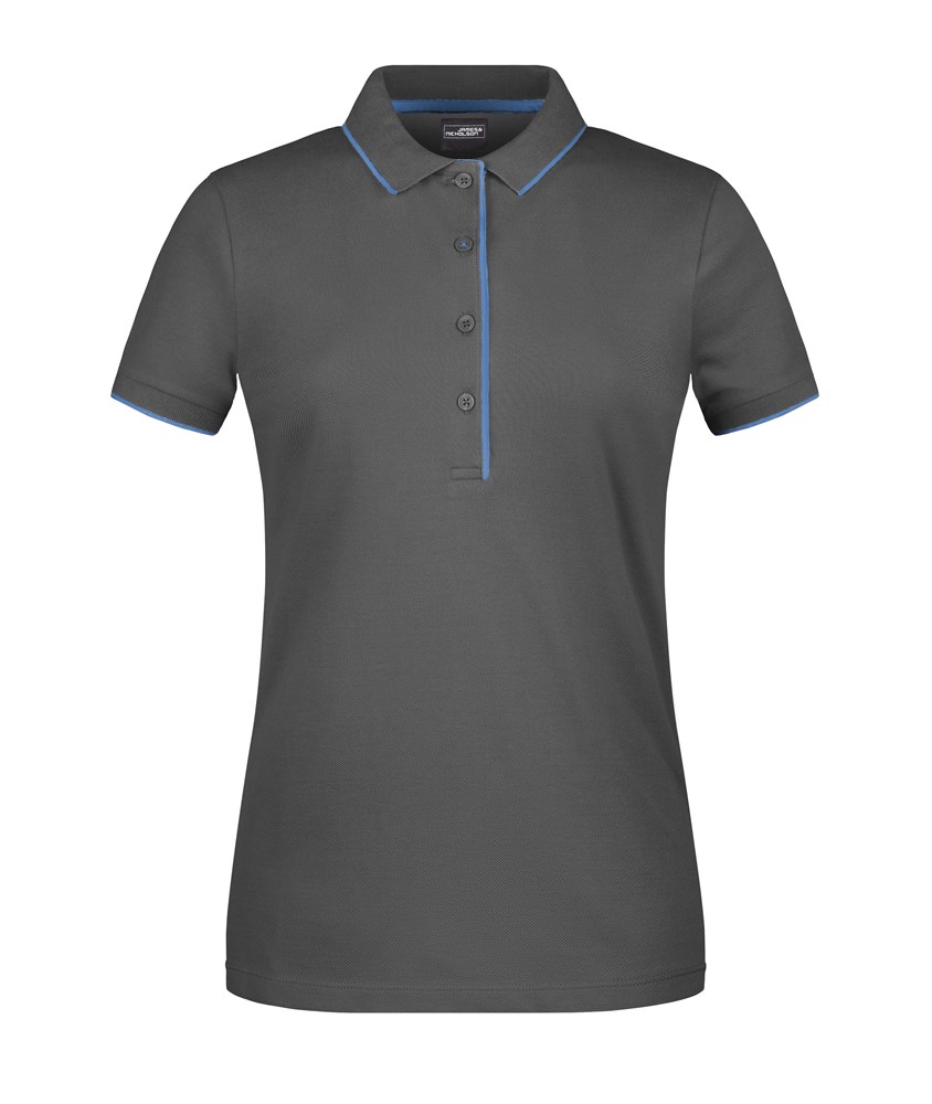 Ladies' Polo Stripe - Grafiet/aqua (ca. Pantone 433C
2727C)