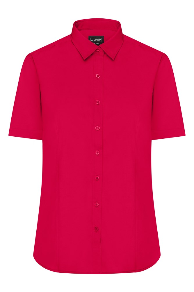 Ladies' Shirt Short-Sleeved Poplin - Rood (ca. Pantone 200C)