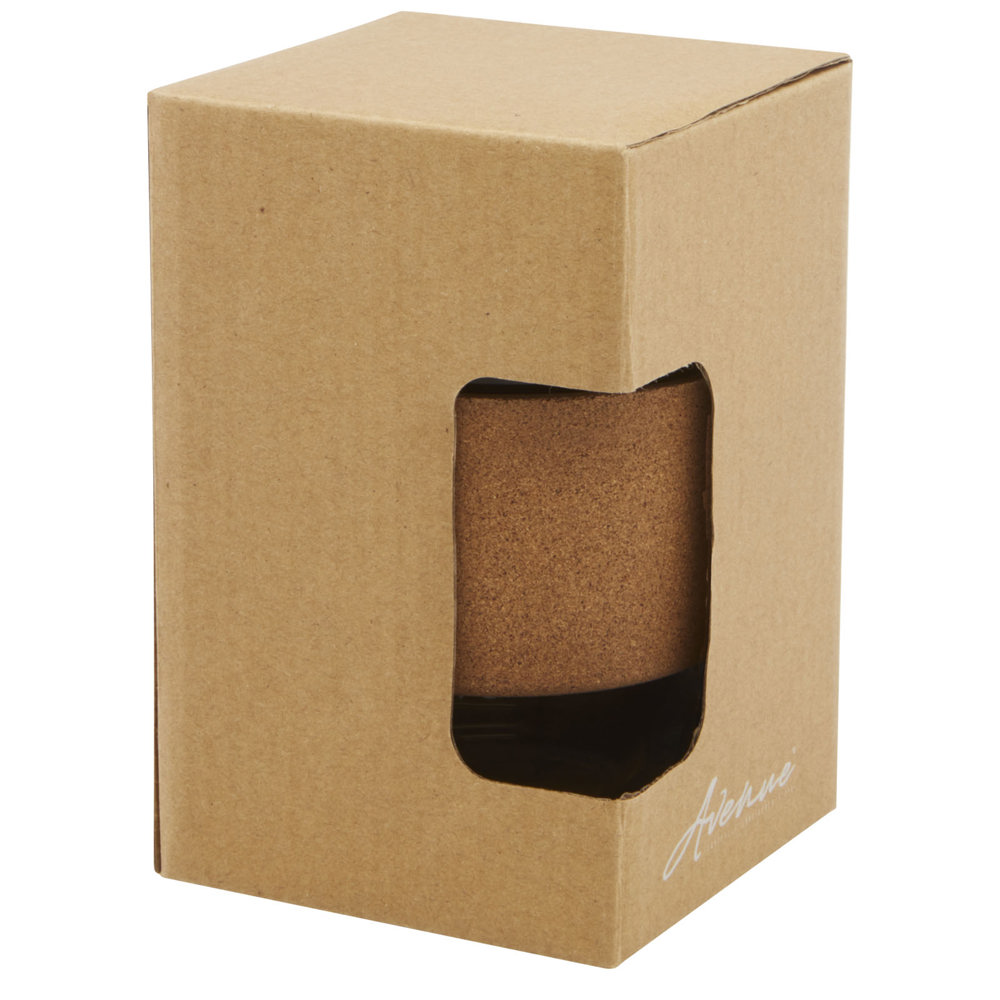 Lidan borosilicaat glazen beker van 360 ml met kurken grip en siliconen deksel