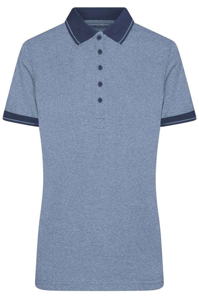 Ladies' Heather Polo - Blauw-melange/navy (ca. Pantone 659C
296C)