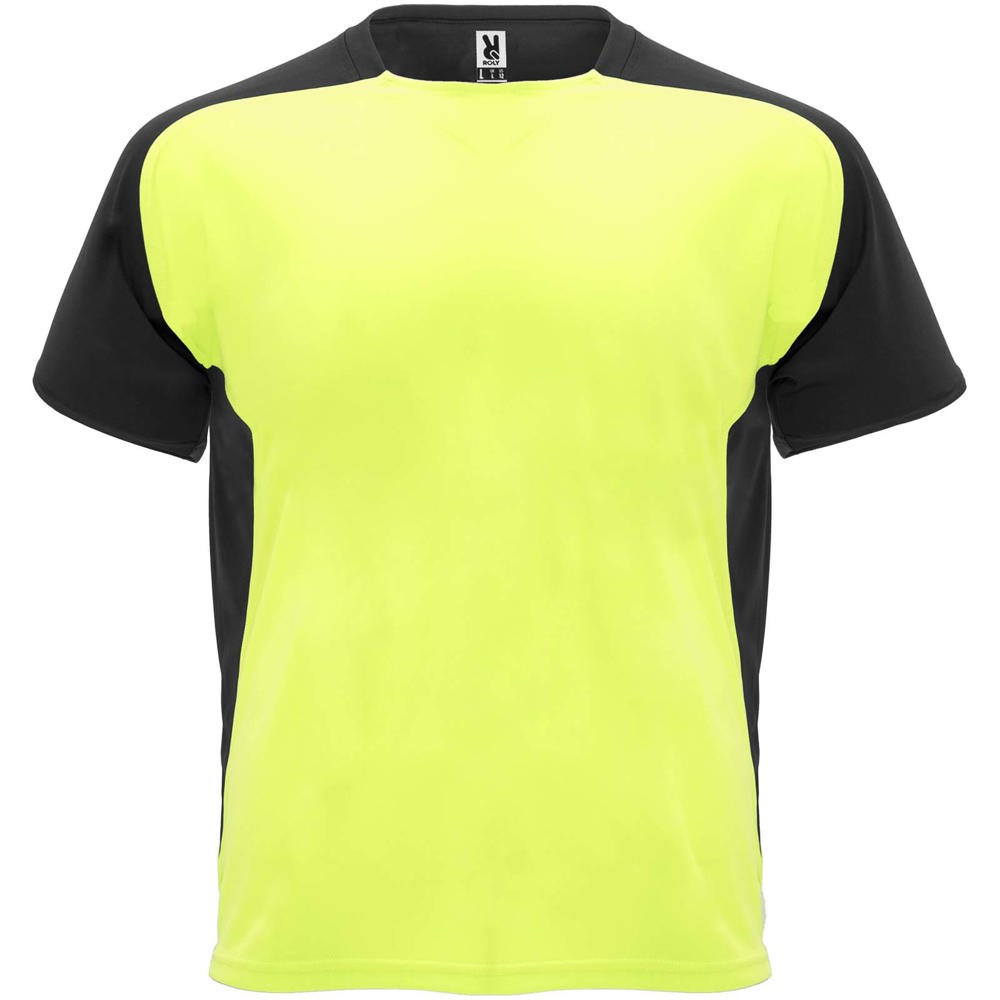 Bugatti unisex sportshirt met korte mouwen - Fluorgeel, Zwart