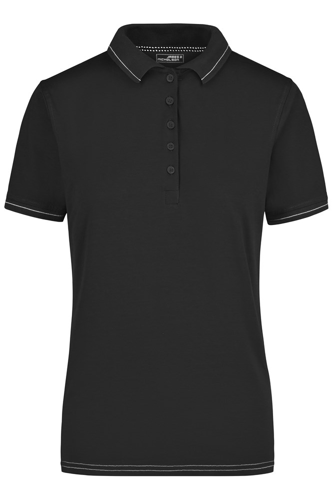Ladies' Elastic Polo - Zwart/wit (ca. Pantone blackC
white)