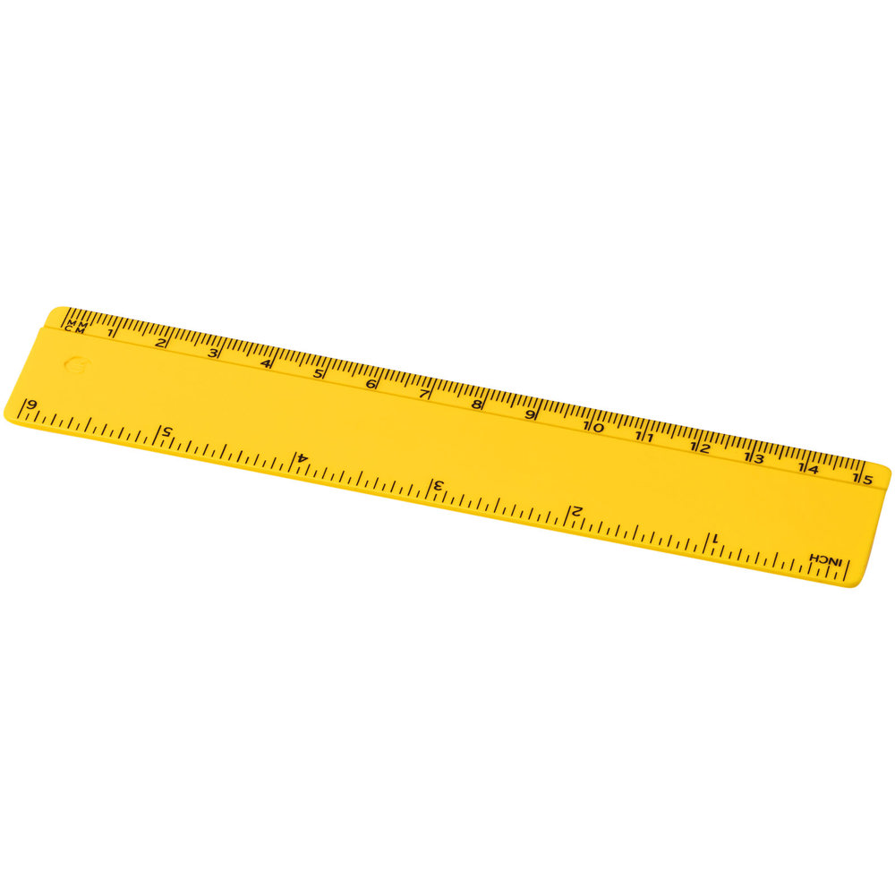 Refari liniaal van 15 cm van gerecycled plastic - Geel