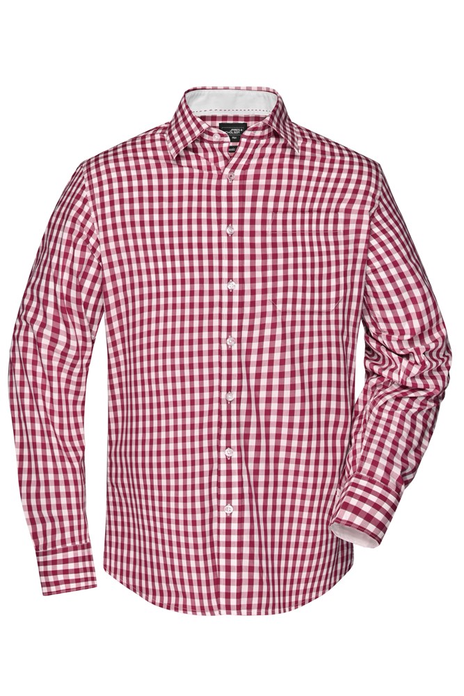 Men's Checked Shirt - Bordeaux/wit (ca. Pantone 1955C
white)