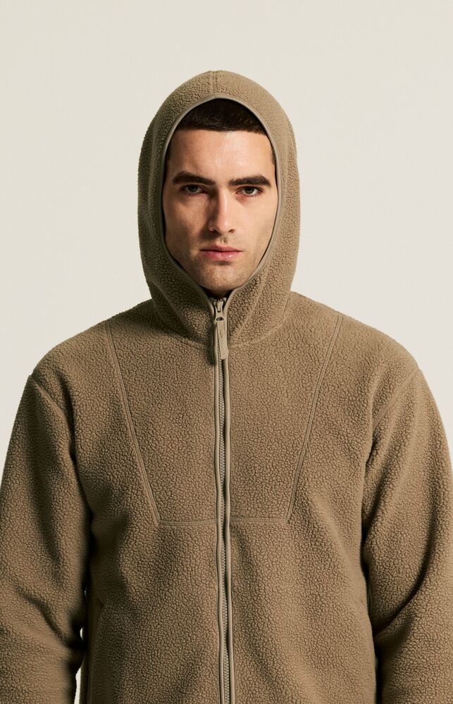 Craft - Join Pile Fleece FZ Hood M Taupe 4XL