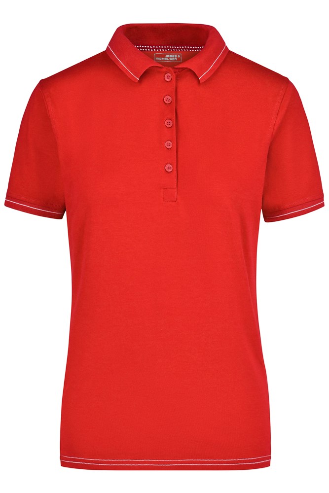 Ladies' Elastic Polo - Rood/wit (ca. Pantone 200C
white)