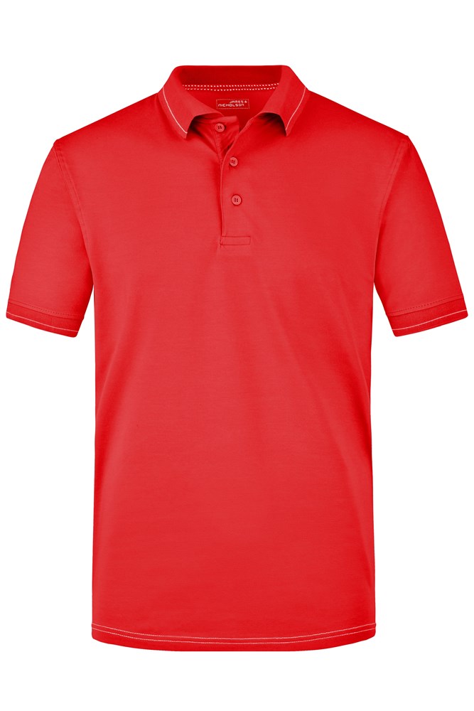 Men's Elastic Polo - Rood/wit (ca. Pantone 186C
white)