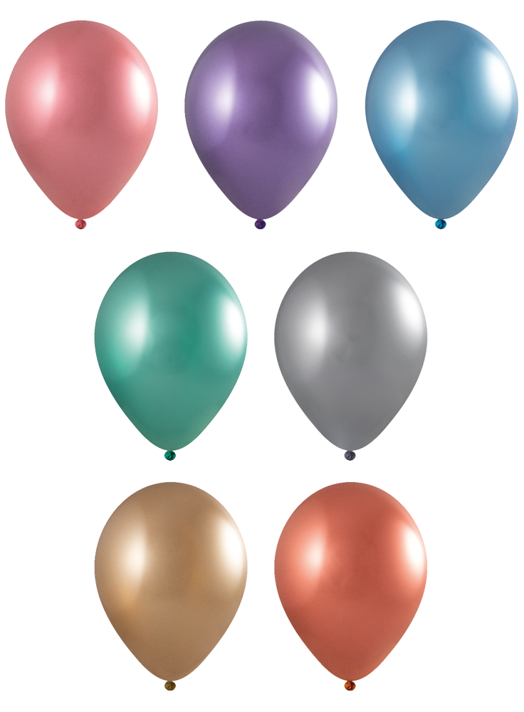 Ballonnen onbedrukt 90/100 cm - Ø 35 cm - 12 inch - Assorti Chroom