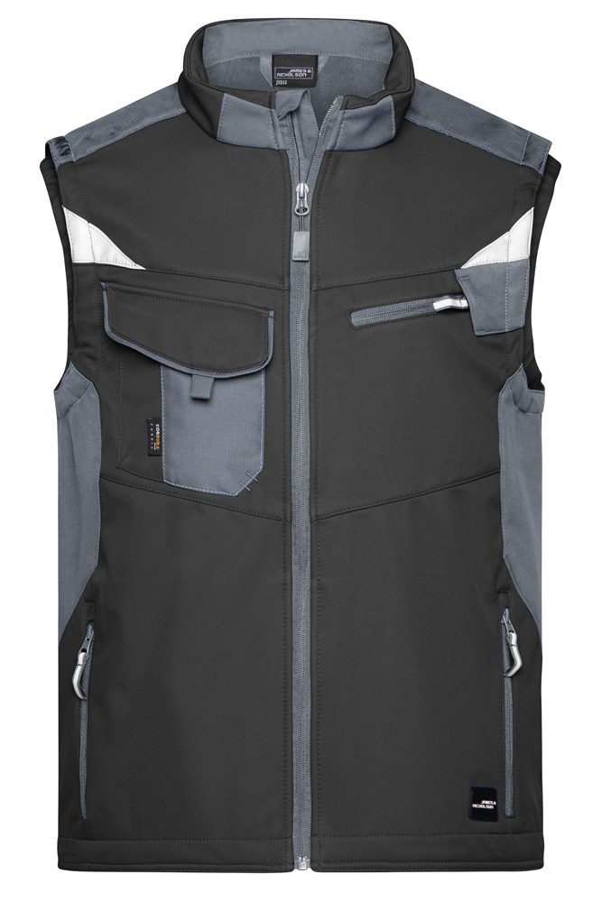 Workwear Softshell Vest - STRONG - - Zwart/carbon (ca. Pantone blackC
446U)