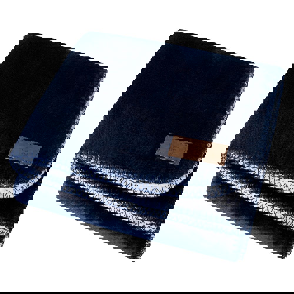 Fleeceplaid met sherpa achterzijde 150x120 cm, 500 gr/m² - Navy / Wit