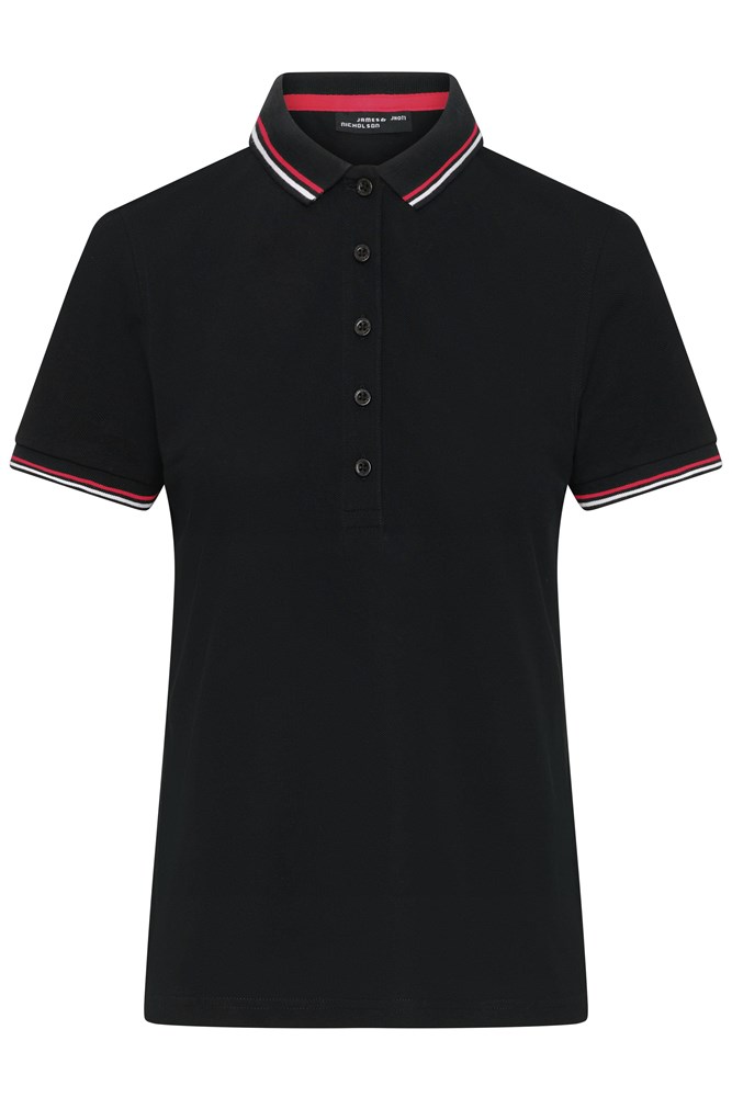 Ladies' Polo - Zwart/wit/rood (ca. Pantone blackC
white
199C)