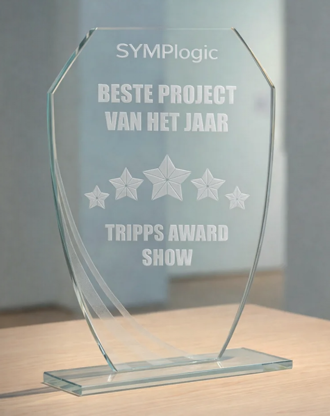 B-W191-193.20 awards van glas tot 21 cm hoog