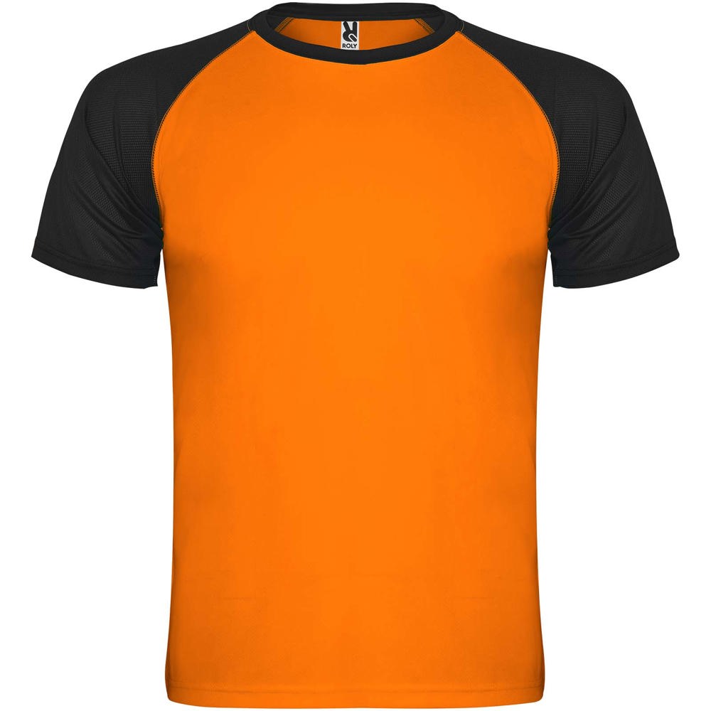 Indianapolis sportshirt met korte mouwen voor kinderen - Fluor oranje, Zwart