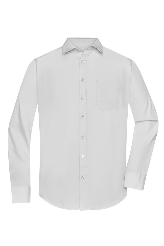 Men's Shirt Long-Sleeved Poplin - Lichtgrijs (ca. Pantone 400C)