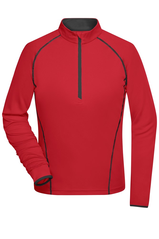Ladies' Sports Shirt Long-Sleeved - Rood/zwart (ca. Pantone 193C
blackC)