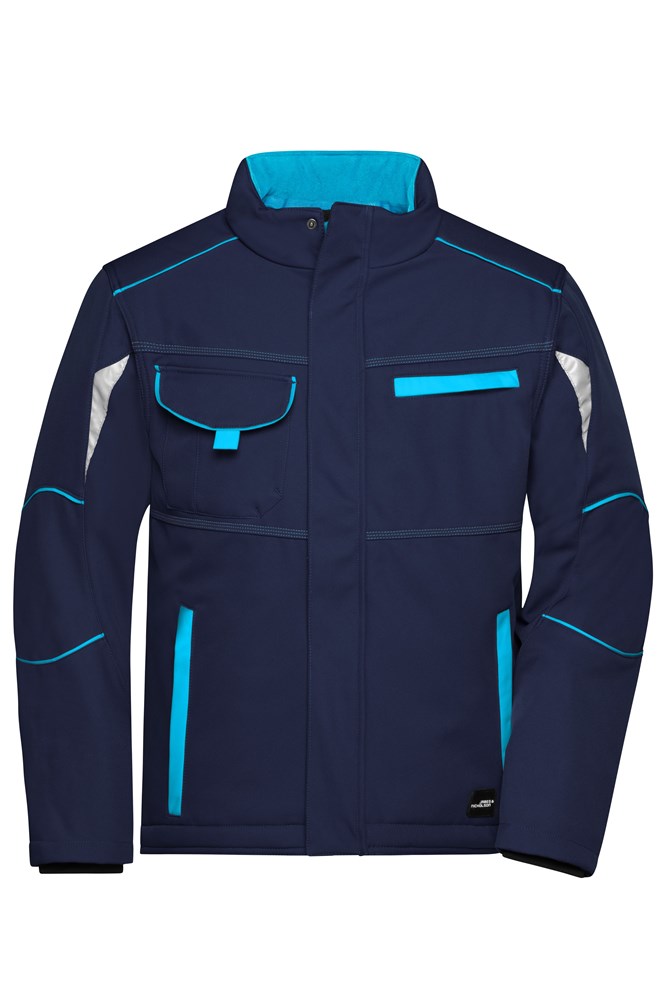 Workwear Softshell Padded Jacket - COLOR - - Navy/turquoise (ca. Pantone 296C
312C)