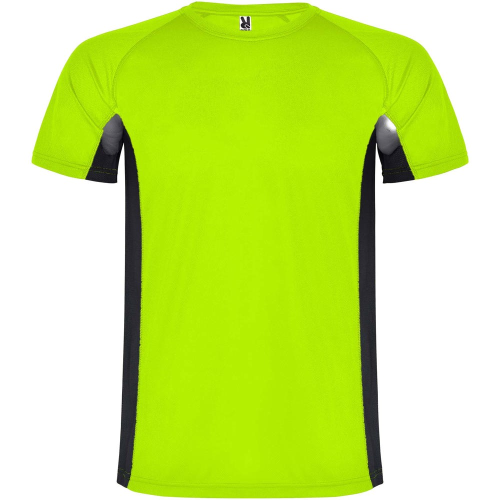 Shanghai sportshirt met korte mouwen voor kinderen - Fluor groen, Zwart