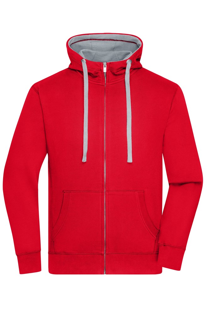 Men's Lifestyle Zip-Hoody - Rood/heather grijs (ca. Pantone 200C
421U)