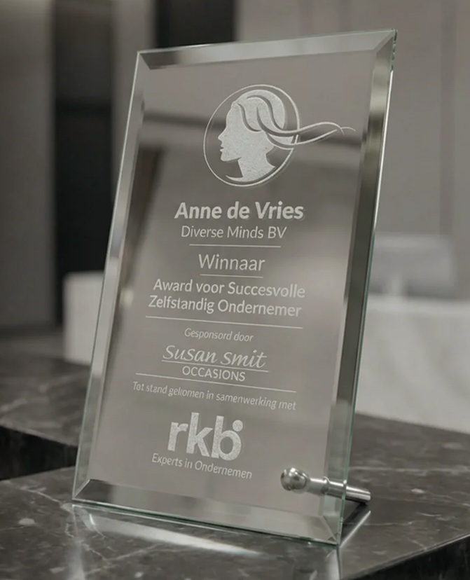 B-W201-205 awards van glas tot 23 cm hoog