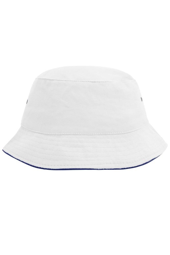 Fisherman Piping Hat - Wit/navy (ca. Pantone white
296C)