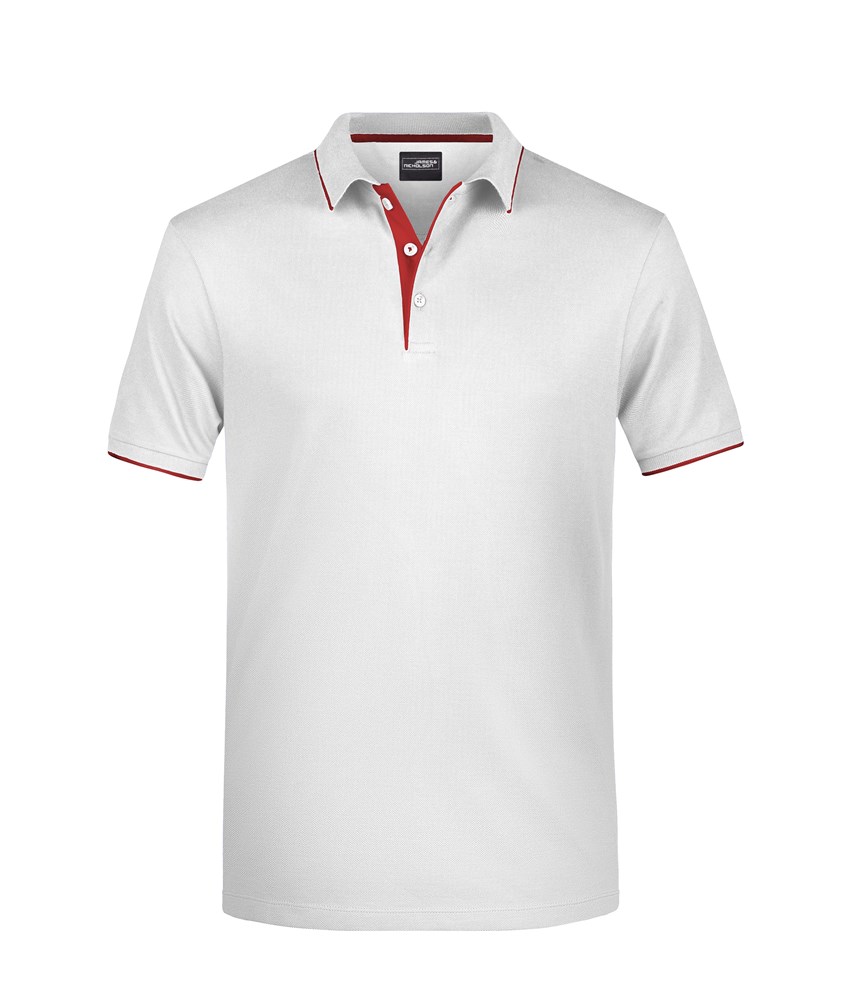 Men's Polo Stripe - Wit/rood (ca. Pantone white
200C)