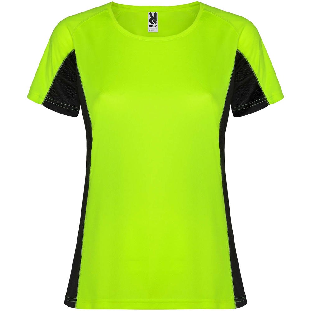 Shanghai sportshirt met korte mouwen voor dames - Fluor groen, Zwart