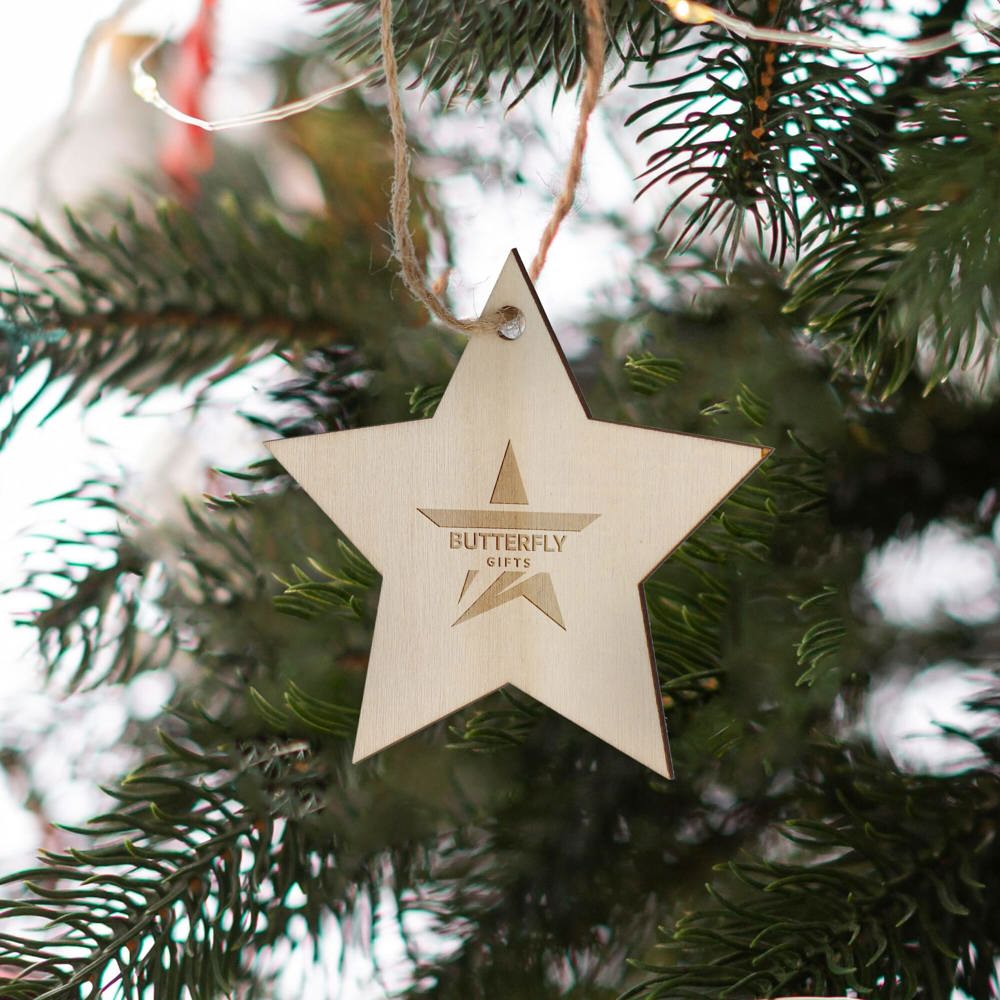 Houten kerstornament ster