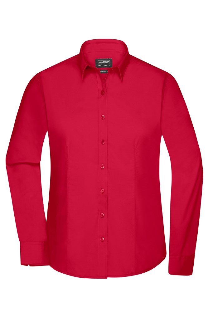Ladies' Shirt Long-Sleeved Poplin - Rood (ca. Pantone 200C)