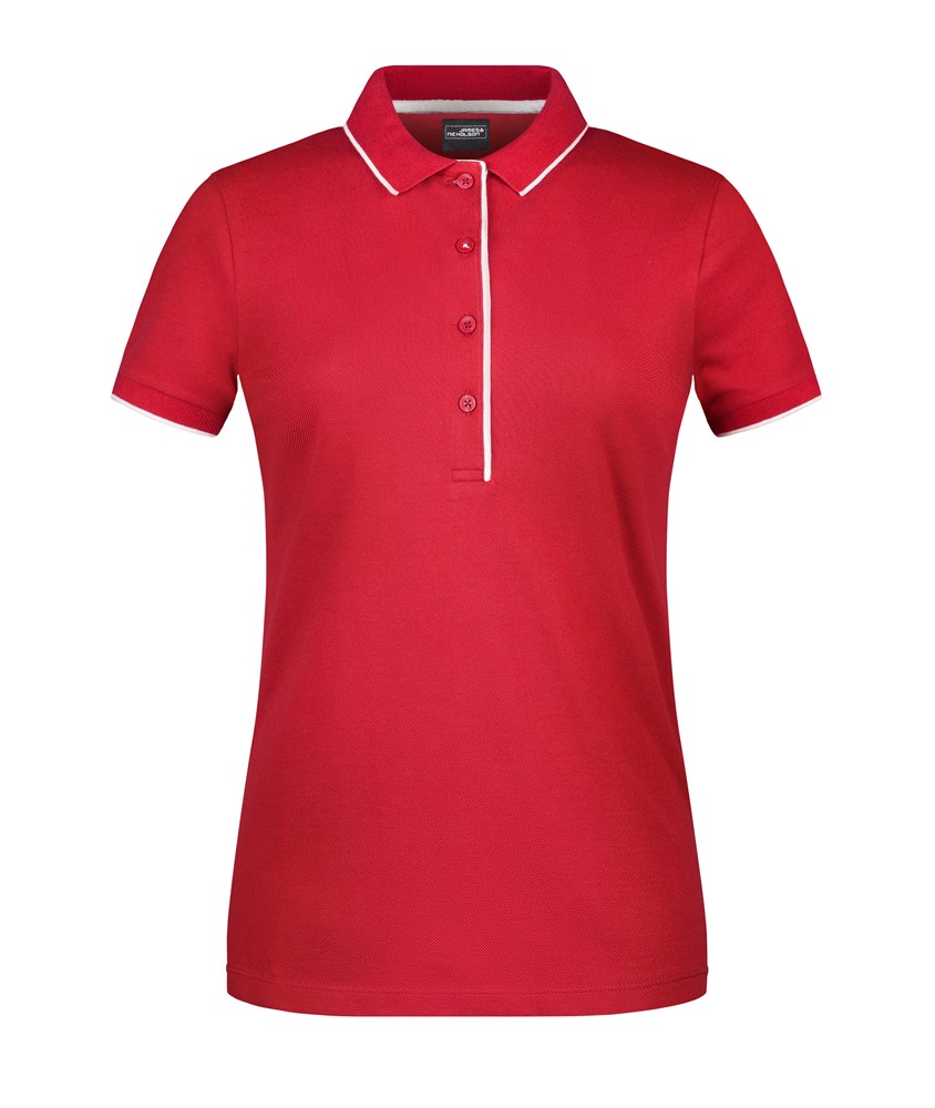 Ladies' Polo Stripe - Rood/wit (ca. Pantone 200C
white)