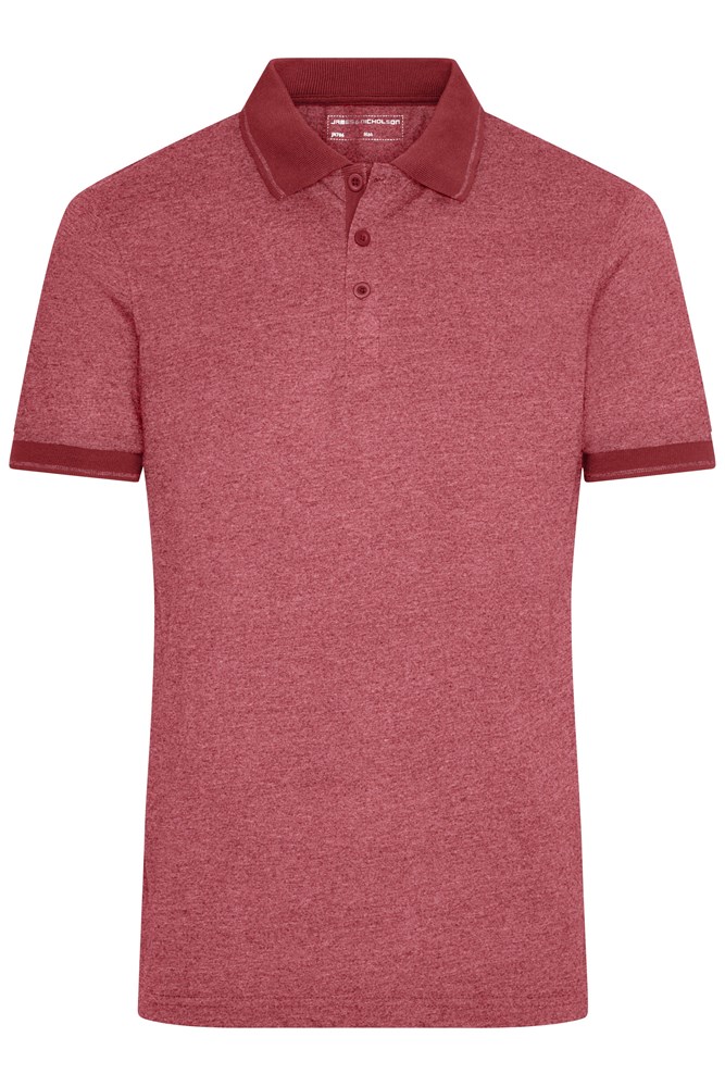 Men's Heather Polo - Wijnrood-melange/wijnrood (ca. Pantone 7431C
195C)