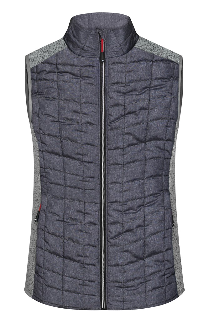 Ladies' Knitted Hybrid Vest - Licht melange/antraciet-melange (ca. Pantone 413C
432C)