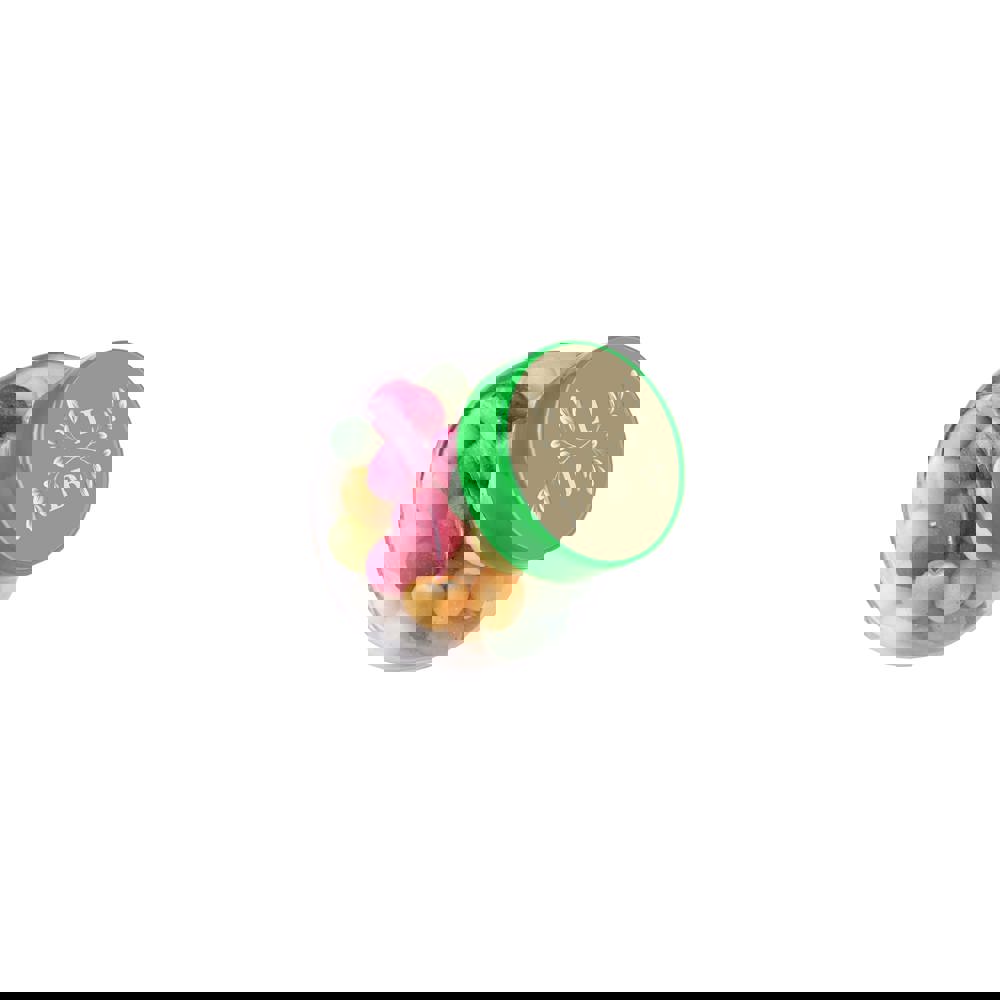 Micro glazen potje 50 ml, gevuld met snoep - Transparant/Groen
