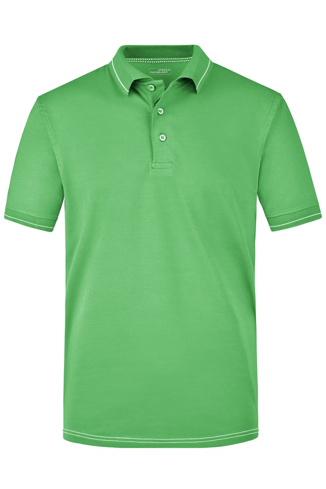 Men's Elastic Polo - Lime/wit (ca. Pantone 367C
white)