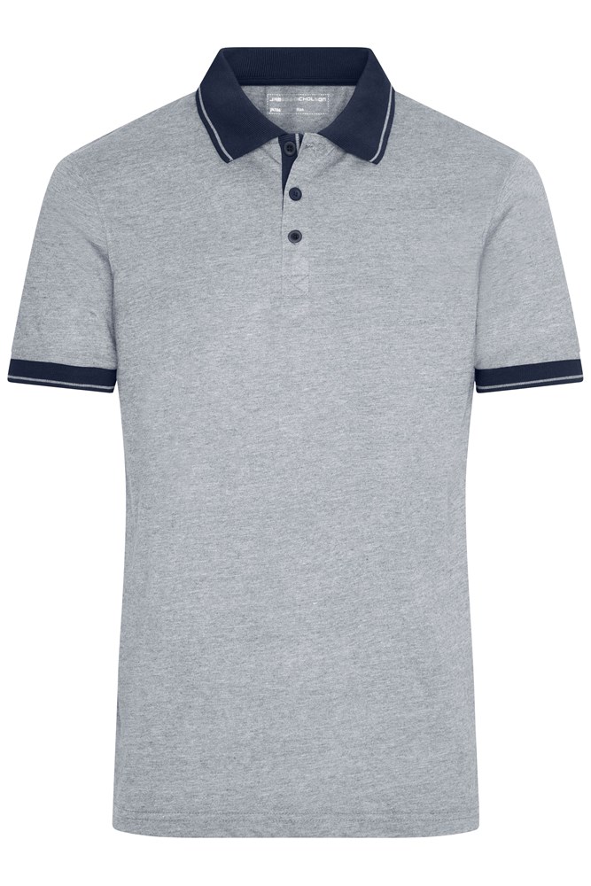 Men's Heather Polo - Heather grijs/navy (ca. Pantone 442C
296C)