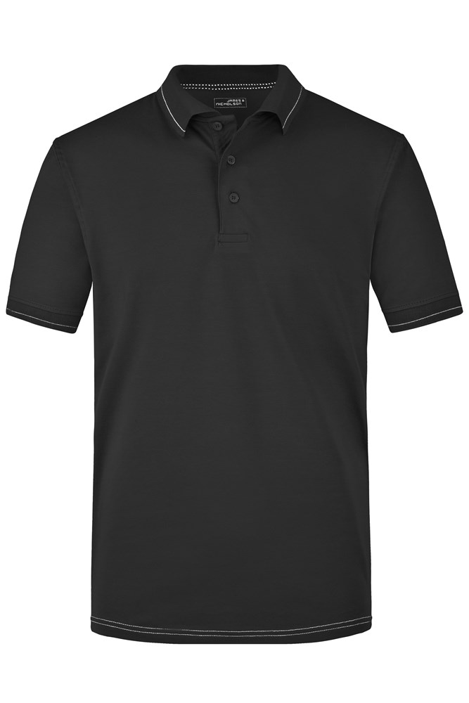 Men's Elastic Polo - Zwart/wit (ca. Pantone blackC
white)