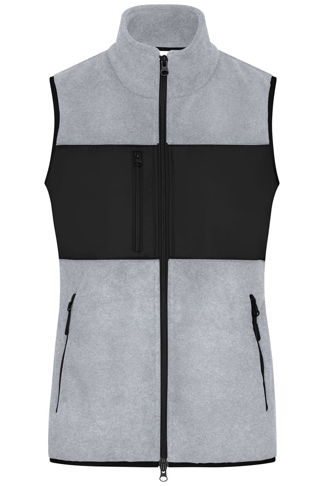 Ladies' Fleece Vest GRS - Licht melange/zwart (ca. Pantone 413C
blackC)