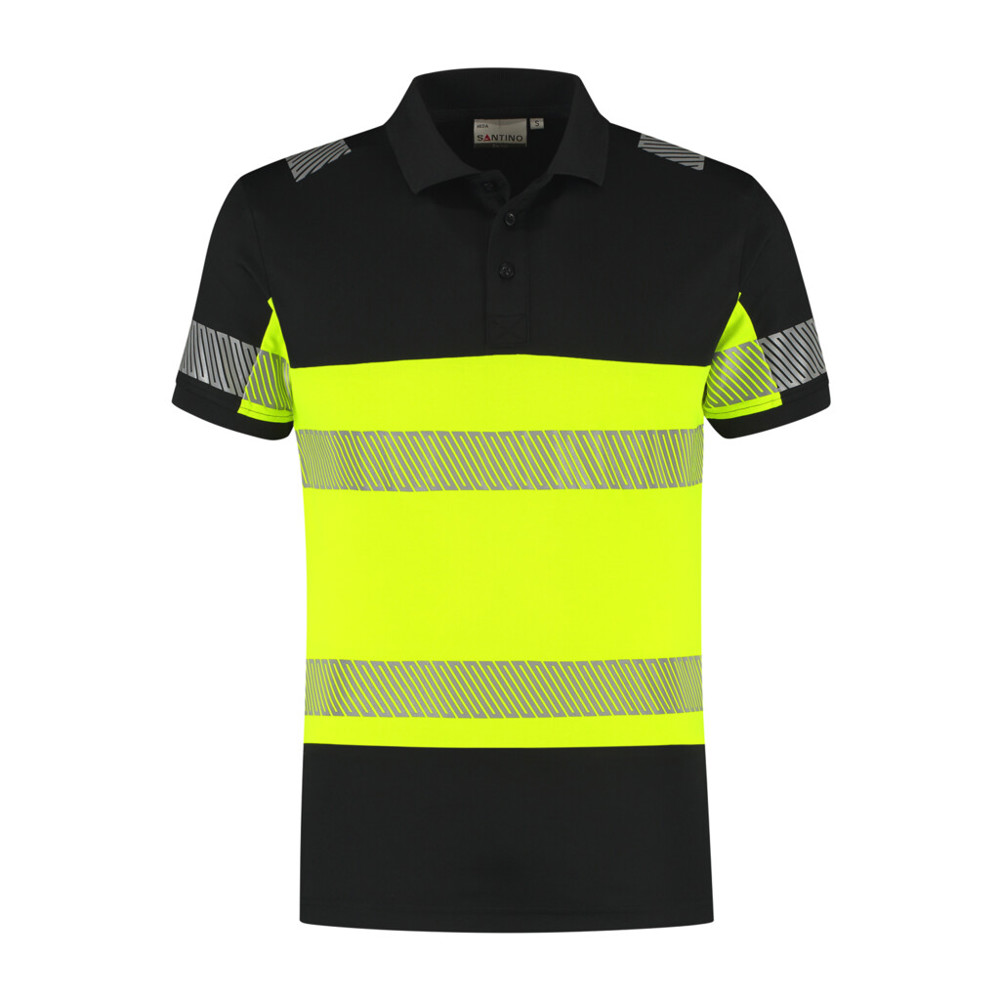 Santino Poloshirt Heda - Black / Fluor Yellow
